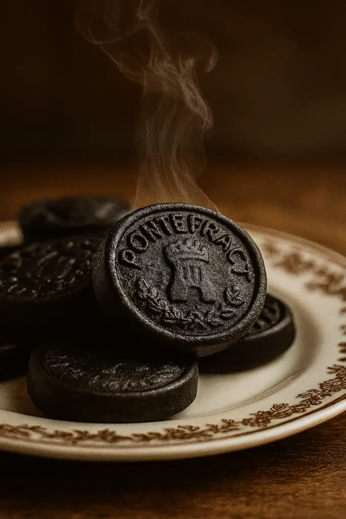 Historic Pontefract Cakes, traditional English liquorice sweet