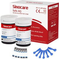 Sinocare Safe AQ Smart Blood Sugar Monitor – Portable, No Coding, Painless Diabetic Test Kit | No Meter+only 50pcs×(strips+lancets) | mg/dL