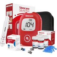 Sinocare Safe AQ Smart Blood Sugar Monitor – Portable, No Coding, Painless Diabetic Test Kit | 1pc meter+100pcs×(strips+lancets) | mmol/L