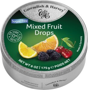 Pack of 6 Cavendish & Harvey Sugar Free Mixed Fruit Drops (175g tins)